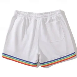 Clearance OUKU Men's Athletic Shorts Sweat Shorts Shorts Summer Shorts Pocket Elastic Waist Drawstring Rainbow Comfort Breathable Short Outdoor Sports Classic Casual Black White