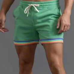 Clearance OUKU Men's Athletic Shorts Sweat Shorts Shorts Summer Shorts Pocket Elastic Waist Drawstring Rainbow Comfort Breathable Short Outdoor Sports Classic Casual Black White