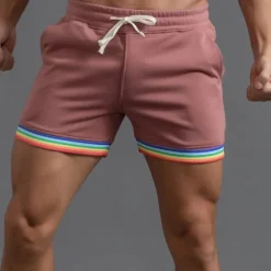 Clearance OUKU Men's Athletic Shorts Sweat Shorts Shorts Summer Shorts Pocket Elastic Waist Drawstring Rainbow Comfort Breathable Short Outdoor Sports Classic Casual Black White
