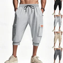 Outlet OUKU Men's Athletic Shorts Sweat Shorts Shorts Summer Shorts Pocket Drawstring Elastic Waist Plain Comfort Breathable Calf-Length Outdoor Sports Classic Casual Black Light Grey Stretchy