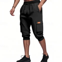 Outlet OUKU Men's Athletic Shorts Sweat Shorts Shorts Summer Shorts Pocket Drawstring Elastic Waist Plain Comfort Breathable Calf-Length Outdoor Sports Classic Casual Black Light Grey Stretchy