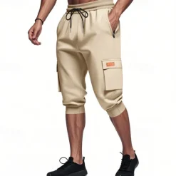 Outlet OUKU Men's Athletic Shorts Sweat Shorts Shorts Summer Shorts Pocket Drawstring Elastic Waist Plain Comfort Breathable Calf-Length Outdoor Sports Classic Casual Black Light Grey Stretchy