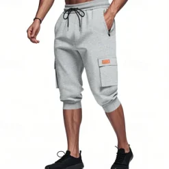 Outlet OUKU Men's Athletic Shorts Sweat Shorts Shorts Summer Shorts Pocket Drawstring Elastic Waist Plain Comfort Breathable Calf-Length Outdoor Sports Classic Casual Black Light Grey Stretchy