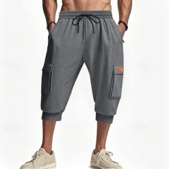 Outlet OUKU Men's Athletic Shorts Sweat Shorts Shorts Summer Shorts Pocket Drawstring Elastic Waist Plain Comfort Breathable Calf-Length Outdoor Sports Classic Casual Black Light Grey Stretchy