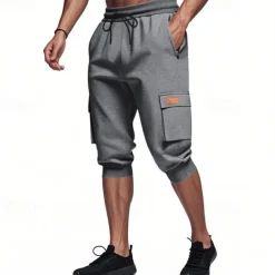 Outlet OUKU Men's Athletic Shorts Sweat Shorts Shorts Summer Shorts Pocket Drawstring Elastic Waist Plain Comfort Breathable Calf-Length Outdoor Sports Classic Casual Black Light Grey Stretchy