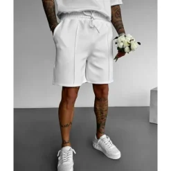 Hot OUKU Men's Athletic Shorts Sweat Shorts Shorts Summer Shorts Pocket Drawstring Elastic Waist Plain Comfort Breathable Short Outdoor Sports Classic Casual Black White
