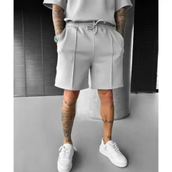 Hot OUKU Men's Athletic Shorts Sweat Shorts Shorts Summer Shorts Pocket Drawstring Elastic Waist Plain Comfort Breathable Short Outdoor Sports Classic Casual Black White