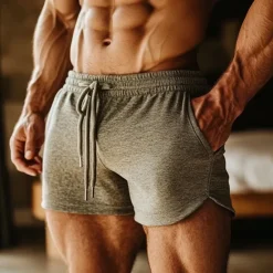 OUKU Men's Athletic Shorts Sweat Shorts Shorts Summer Shorts Pocket Elastic Waist Drawstring Plain Comfort Breathable Short Outdoor Sports Classic Casual Gray