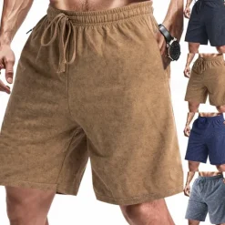 Online OUKU Men's Athletic Shorts Sweat Shorts Shorts Summer Shorts Pocket Drawstring Elastic Waist Plain Comfort Breathable Short Outdoor Sports Classic Casual Black Navy Blue Brown