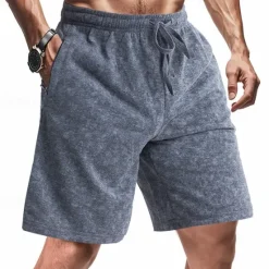 Online OUKU Men's Athletic Shorts Sweat Shorts Shorts Summer Shorts Pocket Drawstring Elastic Waist Plain Comfort Breathable Short Outdoor Sports Classic Casual Black Navy Blue Brown
