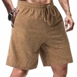 Online OUKU Men's Athletic Shorts Sweat Shorts Shorts Summer Shorts Pocket Drawstring Elastic Waist Plain Comfort Breathable Short Outdoor Sports Classic Casual Black Navy Blue Brown