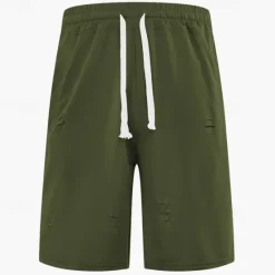 Hot OUKU Men's Athletic Shorts Sweat Shorts Shorts Summer Shorts Pocket Drawstring Elastic Waist Plain Comfort Breathable Short Outdoor Sports Classic Casual Black Army Green