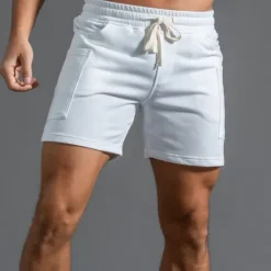 Outlet OUKU Men's Athletic Shorts Sweat Shorts Shorts Summer Shorts Pocket Drawstring Elastic Waist Plain Comfort Breathable Short Outdoor Sports Classic Casual Black White