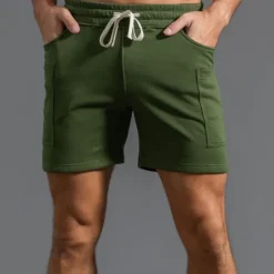 Outlet OUKU Men's Athletic Shorts Sweat Shorts Shorts Summer Shorts Pocket Drawstring Elastic Waist Plain Comfort Breathable Short Outdoor Sports Classic Casual Black White