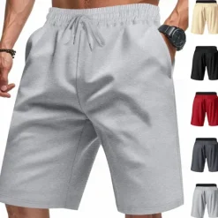 New OUKU Men's Athletic Shorts Sweat Shorts Shorts Summer Shorts Pocket Drawstring Elastic Waist Plain Comfort Breathable Short Outdoor Sports Classic Casual Black Red
