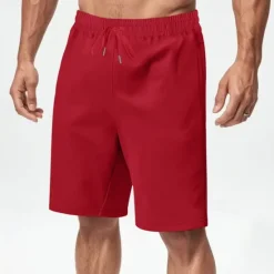 New OUKU Men's Athletic Shorts Sweat Shorts Shorts Summer Shorts Pocket Drawstring Elastic Waist Plain Comfort Breathable Short Outdoor Sports Classic Casual Black Red
