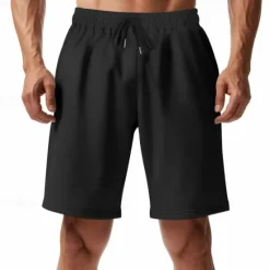 New OUKU Men's Athletic Shorts Sweat Shorts Shorts Summer Shorts Pocket Drawstring Elastic Waist Plain Comfort Breathable Short Outdoor Sports Classic Casual Black Red