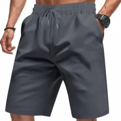New OUKU Men's Athletic Shorts Sweat Shorts Shorts Summer Shorts Pocket Drawstring Elastic Waist Plain Comfort Breathable Short Outdoor Sports Classic Casual Black Red