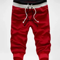 OUKU Men's Athletic Shorts Sweatpants Capri Pants Drawstring Color Block Comfort Breathable Casual Daily Streetwear Sports Fashion Black White Micro-elastic