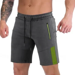 Hot OUKU Men's Athletic Shorts Sweat Shorts Running Shorts Gym Shorts Zipper Pocket Reflective Strip Color Block Comfort Breathable Fitness Gym Sports Athleisure Black Blue