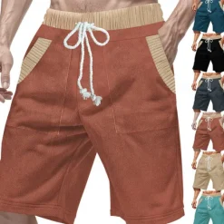 OUKU Men's Athletic Shorts Sweat Shorts Shorts Summer Shorts Pocket Drawstring Elastic Waist Color Block Comfort Breathable Short Outdoor Sports Classic Casual Black Blue