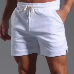 New OUKU Men's Athletic Shorts Sweat Shorts Shorts Summer Shorts Pocket Drawstring Elastic Waist Plain Comfort Breathable Short Outdoor Sports Classic Casual Black White Micro-elastic