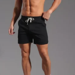 New OUKU Men's Athletic Shorts Sweat Shorts Shorts Summer Shorts Pocket Drawstring Elastic Waist Plain Comfort Breathable Short Outdoor Sports Classic Casual Black White Micro-elastic