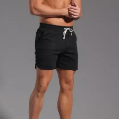 New OUKU Men's Athletic Shorts Sweat Shorts Shorts Summer Shorts Pocket Drawstring Elastic Waist Plain Comfort Breathable Short Outdoor Sports Classic Casual Black White Micro-elastic