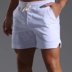 New OUKU Men's Athletic Shorts Sweat Shorts Shorts Summer Shorts Pocket Drawstring Elastic Waist Plain Comfort Breathable Short Outdoor Sports Classic Casual Black White Micro-elastic