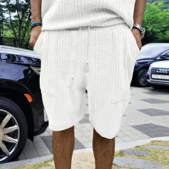 Sale OUKU Men's Athletic Shorts Sweat Shorts Shorts Summer Shorts Pocket Drawstring Elastic Waist Plain Comfort Breathable Knee Length Outdoor Sports Classic Casual Black White