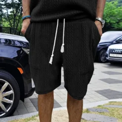 Sale OUKU Men's Athletic Shorts Sweat Shorts Shorts Summer Shorts Pocket Drawstring Elastic Waist Plain Comfort Breathable Knee Length Outdoor Sports Classic Casual Black White