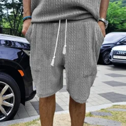 Sale OUKU Men's Athletic Shorts Sweat Shorts Shorts Summer Shorts Pocket Drawstring Elastic Waist Plain Comfort Breathable Knee Length Outdoor Sports Classic Casual Black White