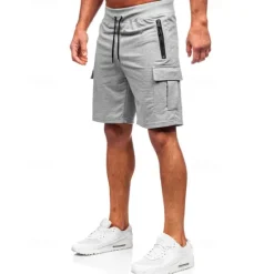 Outlet OUKU Men's Athletic Shorts Sweat Shorts Shorts Summer Shorts Pocket Drawstring Elastic Waist Plain Comfort Breathable Short Outdoor Sports Classic Casual Black Light Grey Micro-elastic