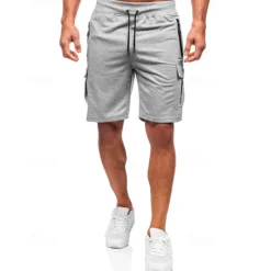 Outlet OUKU Men's Athletic Shorts Sweat Shorts Shorts Summer Shorts Pocket Drawstring Elastic Waist Plain Comfort Breathable Short Outdoor Sports Classic Casual Black Light Grey Micro-elastic