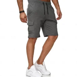 Best OUKU Men's Athletic Shorts Sweat Shorts Casual Shorts Drawstring Solid Colored Cycling Outdoor Knee Length Outdoor Leisure Sports Shorts Athleisure Black Blue Micro-elastic