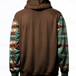Clearance OUKU Men's Aztec Cowboy Hoodies Sweatshirt Ethnic Cowboy Long Sleeve Crew Neck Holiday Streetwear Black Blue Drawstring Fall Winter Designer