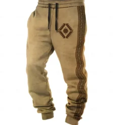 Online OUKU Men's Aztec Geometric Pattern Ethnic Sweatpants Joggers Trousers Mid Waist Drawstring Elastic Waist Active Vintage Casual Outdoor Street Pocket Spring Fall 3D Print Black Red Blue
