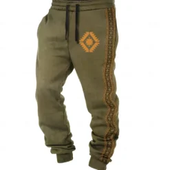 Online OUKU Men's Aztec Geometric Pattern Ethnic Sweatpants Joggers Trousers Mid Waist Drawstring Elastic Waist Active Vintage Casual Outdoor Street Pocket Spring Fall 3D Print Black Red Blue