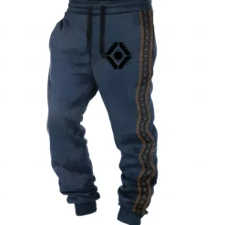 Online OUKU Men's Aztec Geometric Pattern Ethnic Sweatpants Joggers Trousers Mid Waist Drawstring Elastic Waist Active Vintage Casual Outdoor Street Pocket Spring Fall 3D Print Black Red Blue