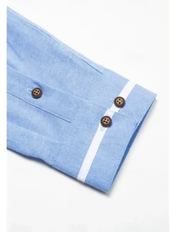 Hot OUKU Men's Band Collar Shirt Dress Shirt Oxford Shirt Wedding Daily Wear White Navy Blue Gray Light Blue Long Sleeve Standing Collar All Seasons Clothing Apparel