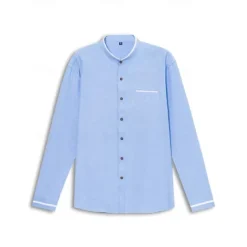 Clearance OUKU Men's Band Collar Shirt Dress Shirt Oxford Shirt Solid / Plain Color Wedding White Blue Gray Light Blue Long Sleeve Standing Collar Spring & Fall Clothing Apparel
