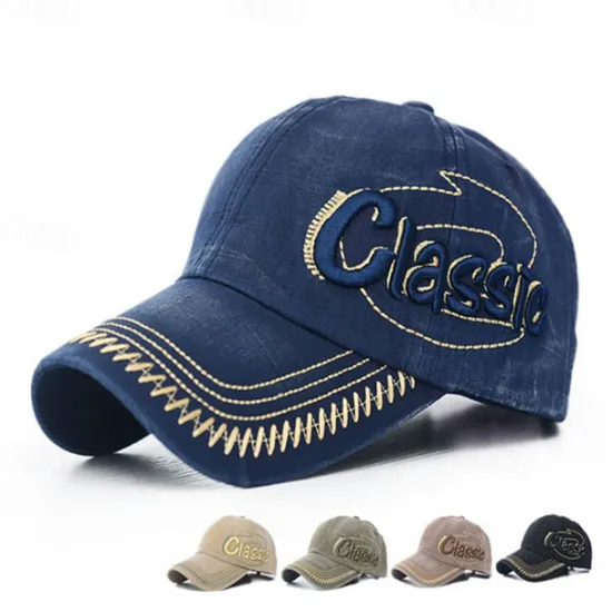 Outlet OUKU Men's Baseball Cap Black Blue Cotton Embroidery Washed Travel Beach Outdoor Vacation Plain Adjustable Fashion