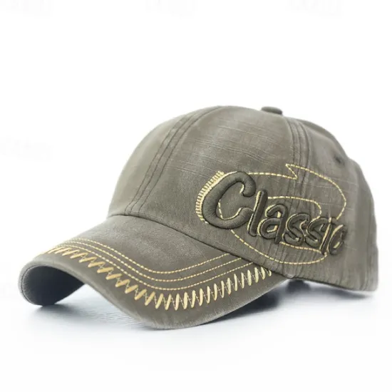 Outlet OUKU Men's Baseball Cap Black Blue Cotton Embroidery Washed Travel Beach Outdoor Vacation Plain Adjustable Fashion