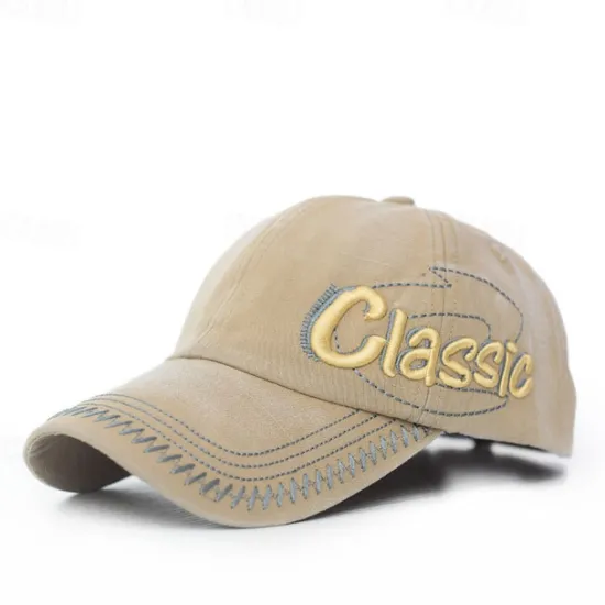 Outlet OUKU Men's Baseball Cap Black Blue Cotton Embroidery Washed Travel Beach Outdoor Vacation Plain Adjustable Fashion