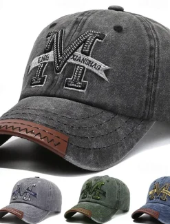 OUKU Men's Baseball Cap Black Dark Navy 100% Cotton Embroidered Travel Beach Outdoor Vacation Plain Adjustable Fashion