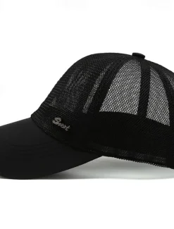 New OUKU Men's Baseball Cap Black Deep Blue Mesh Travel Beach Outdoor Vacation Plain Adjustable Fashion