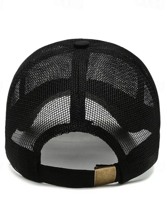 New OUKU Men's Baseball Cap Black Deep Blue Mesh Travel Beach Outdoor Vacation Plain Adjustable Fashion