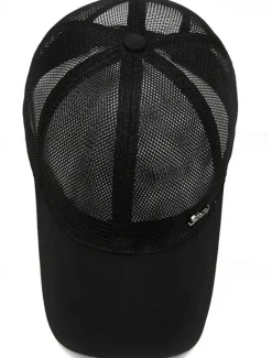 New OUKU Men's Baseball Cap Black Deep Blue Mesh Travel Beach Outdoor Vacation Plain Adjustable Fashion