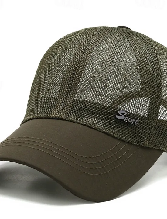 New OUKU Men's Baseball Cap Black Deep Blue Mesh Travel Beach Outdoor Vacation Plain Adjustable Fashion