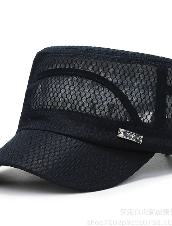 Hot OUKU Men's Baseball Cap Dark Navy khaki Gauze Mesh Streetwear Stylish Casual Daily Outdoor clothing Holiday Plain Sunscreen